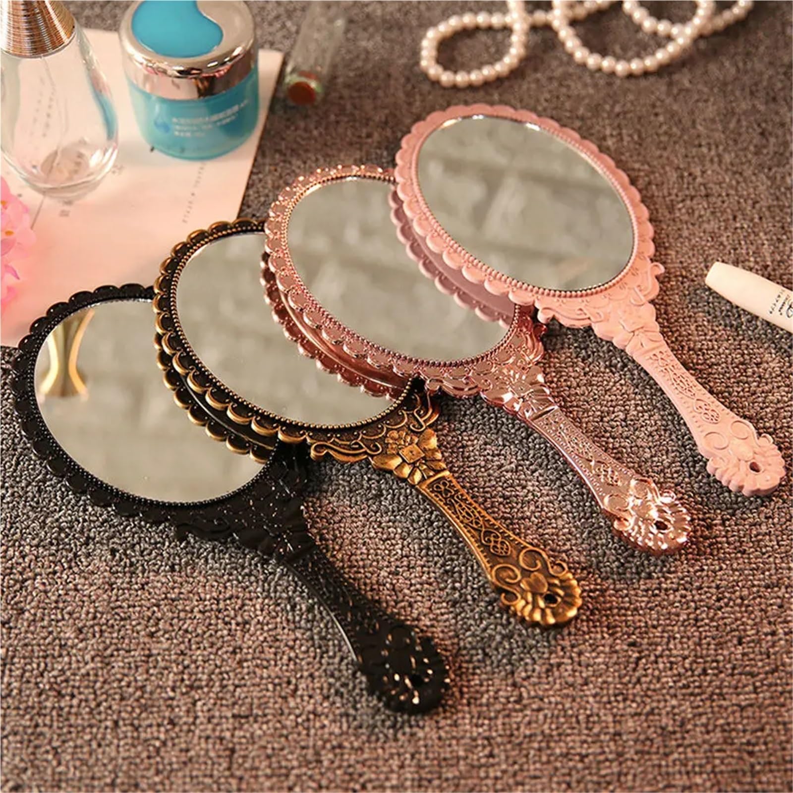 Specchio for il trucco portatile vintage rotondo da 12 pezzi Per i Viaggi Quotidiani