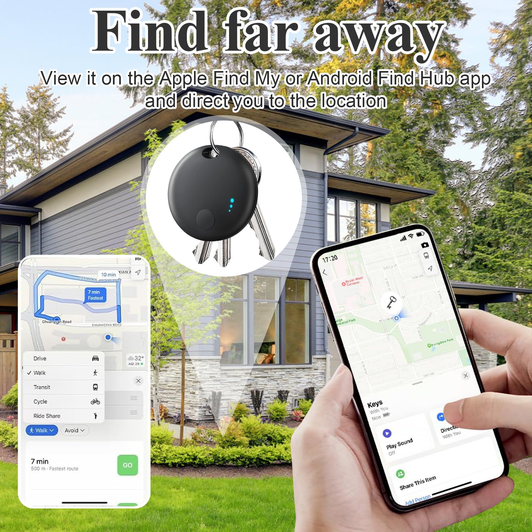 Air Tracker Tag Android or iOS, 2 PCS Sistema Doppio Smart Tracker Bluetooth Localizzatore Chiavi Compatibile con Apple/Google Find My, Air Tracker per Chiavi, Zaini, Bagagli (Nero)