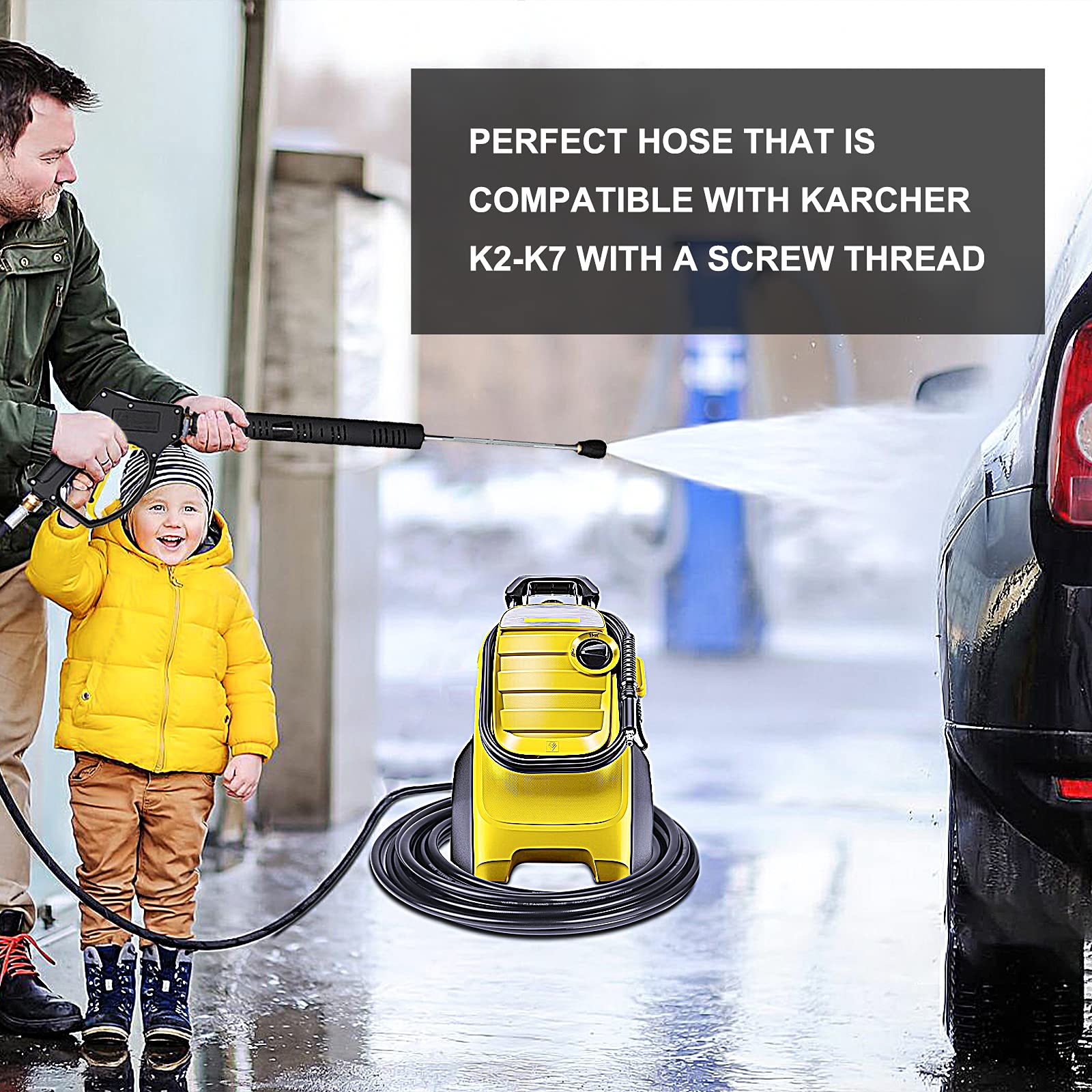 EAWONGEE 10M/32Ft High Pressure Washer Replacement Hose for Karcher K Series K2, K3, K4, K5, K7, Cleaning Extension Hose Quick Connect System Click Type Plug Quick Connector