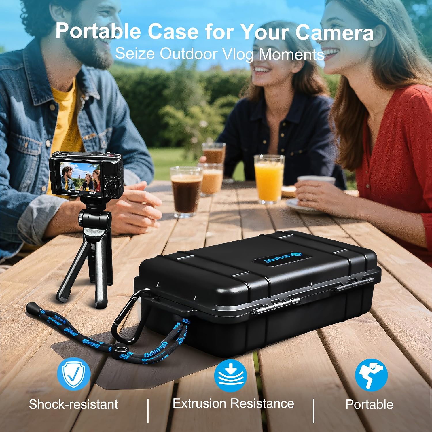 Lekufee Travel Waterproof Hard Case for Sony ZV-1F, ZV-1, ZV-1 II, Vlog Camera, NP-BX1 Battery(3 Pcs), GP-VPT2BT, GP-VPT3 Shooting Grip, and Accessories(Case & Bag Only)