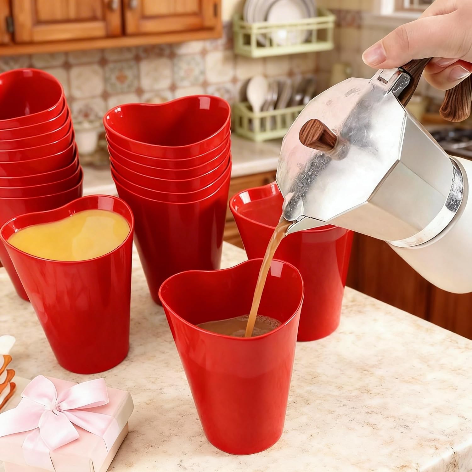 12 oz Plastic Cups 50 Pack, Reusable Party Favor Cups bulk, Clear Plastic Water Cups for Party, Picnic, Travel, Bathroom, Birthday and Everyday (50, Red)