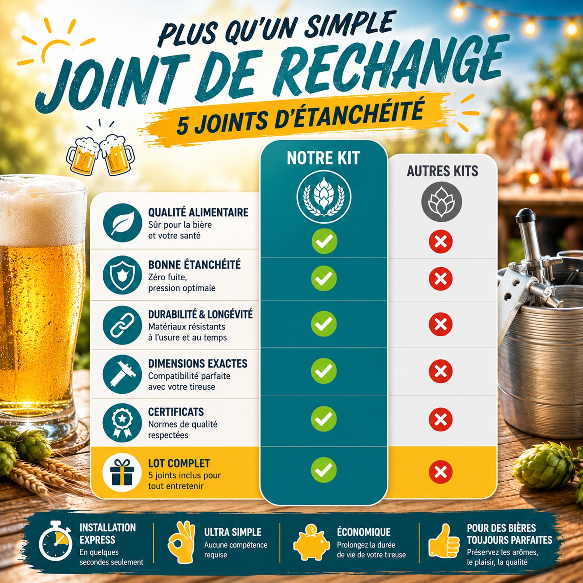 Set mit 5 Dichtungen für Perfect Craft HD3720 HD3620 HD3610 HD3600, kompatibel mit Ausgießer und Zapfhahn für Bierzapfang, Reinigungsset mit 5 Mini-Bürsten + Lebensmittelfett