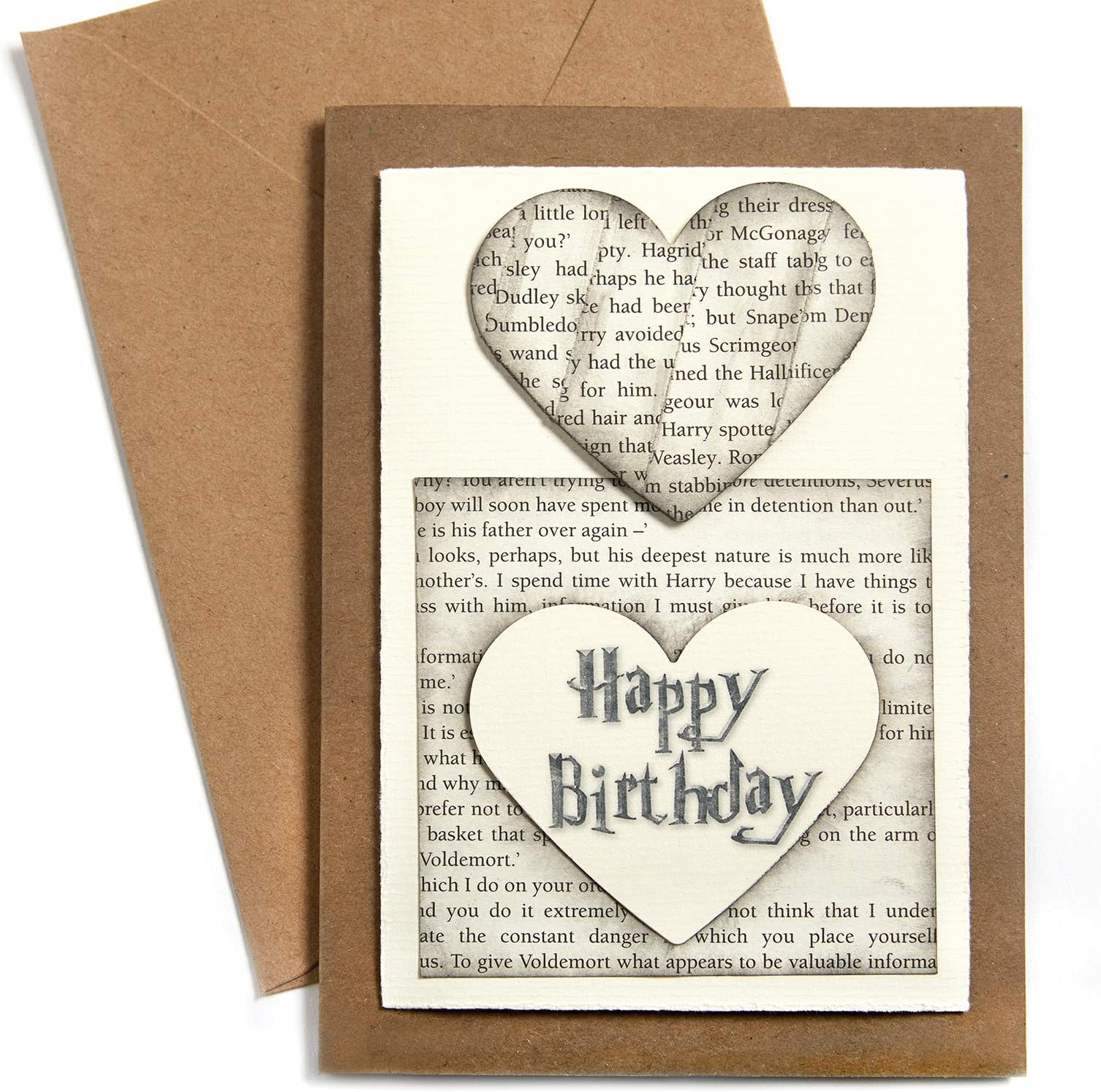 5 x 7 inch Handmade Birthday Card - Made from genuine Harry Potter Books