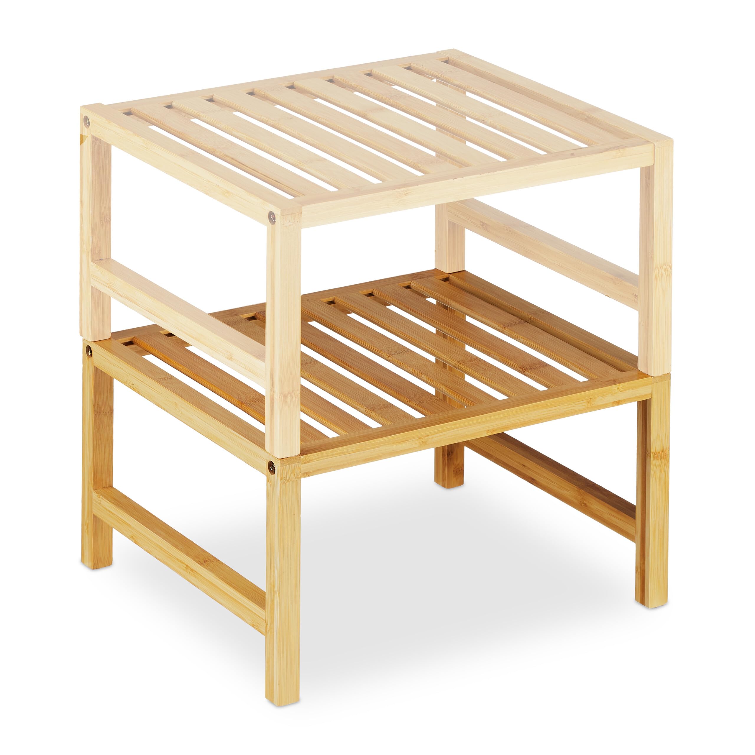 Relaxdays magnetron rek, HxBxD: 67 x 61 x 35 cm, bamboe, 2