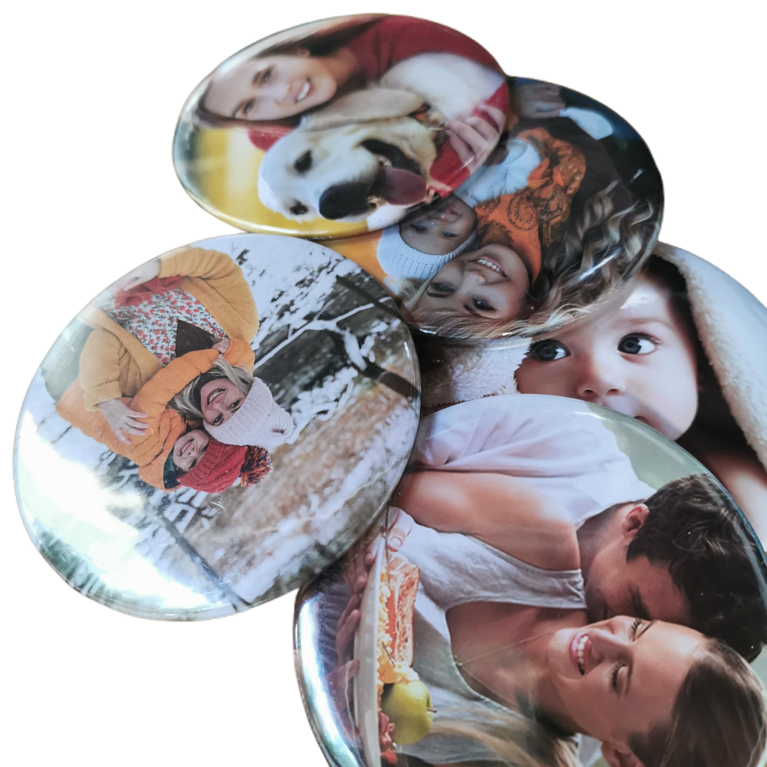 LalatiFyCustom Button Pins with Photo, Personalized Picture Name Pinback Badge Buttons Bulk in Big Large or Small 8 Sizes 1-3 Inch, Customized Your Own Logo Button Pin,Round
