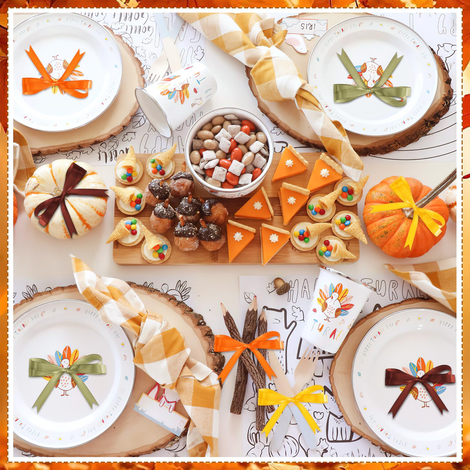 Lot 10 Rouleaux Rubans D'automne Pour Artisanat, Récolte, Couronnes, Thanksgiving