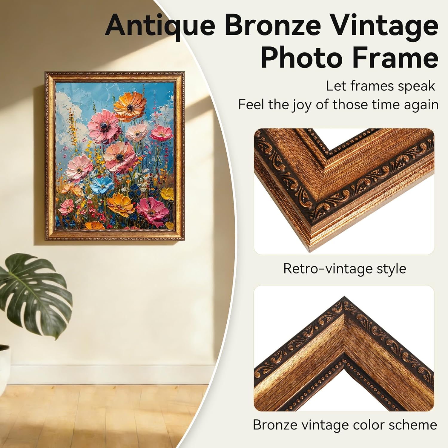 16x20 Vintage Gold Picture Frame, Ornate Victorian Frames for Wall with Real Glass, Display Art 11x14 with Mat or 16x20 without Mat for Gallery Wall - Image 3