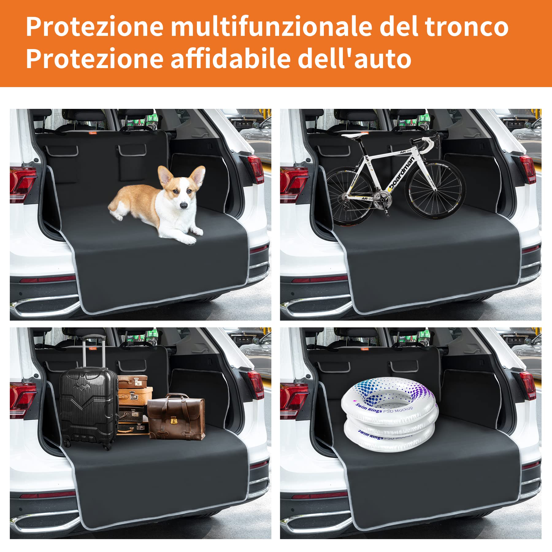 Toozey Telo Auto per Cani - 185 * 105 Coperta Universale Antiscivolo con Protezione Laterale e Paraurti, Impermeabile e Antivegetativa, Robusto Facile da Pulire - Nero