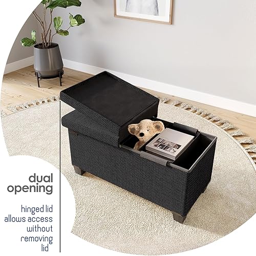 Miniatura 8 de Banco otomano de almacenamiento con cubos de almacenamiento banco de almacenamiento de 30 pulgadas para dormitorio extremo de la cama reposapiés