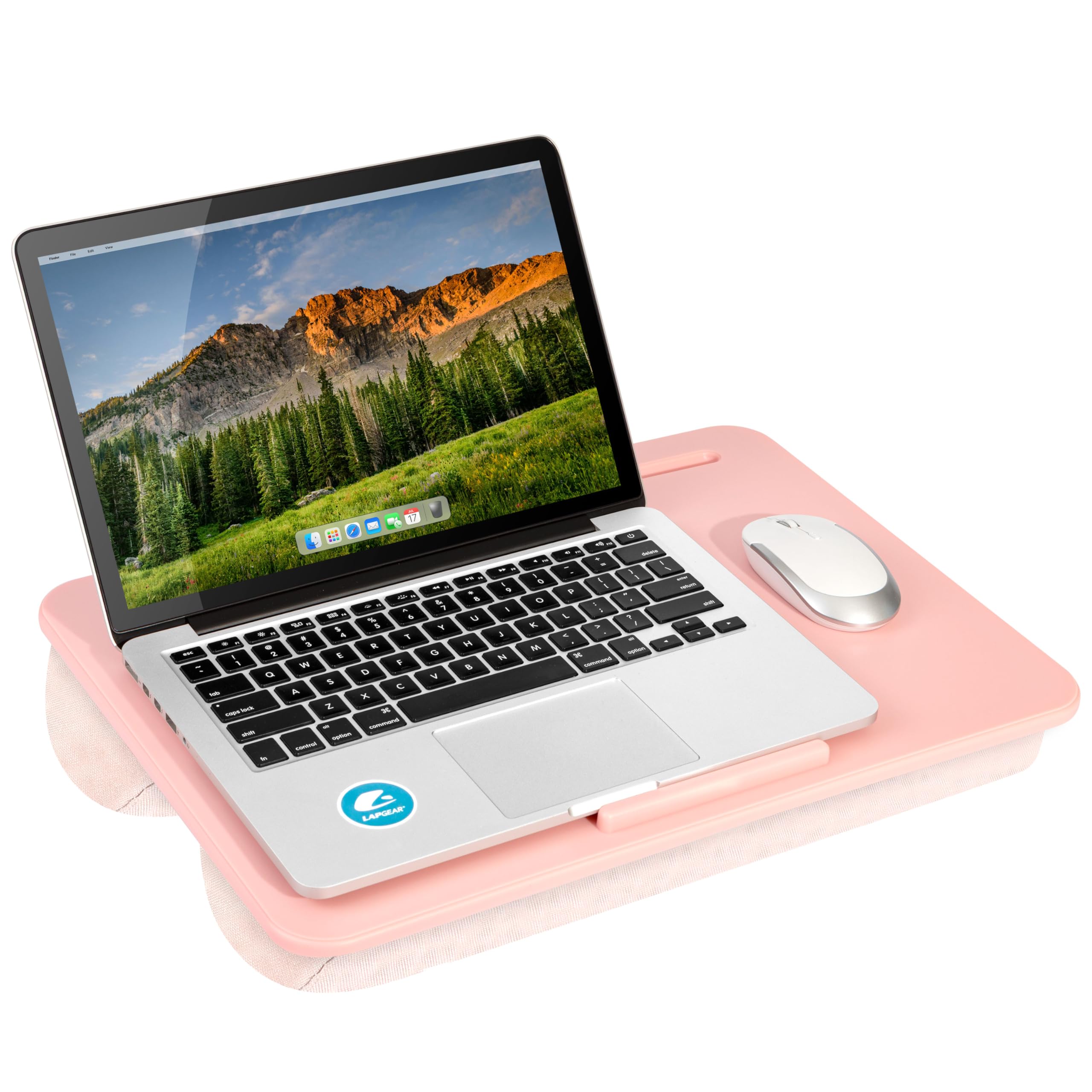 lapgear original lap desk – large (17.9” x 13”) | fits up to 17.3” laptops | cushioned with device ledge, pencil tray & handle | portable & lightweight | rose quartz – style no. 45154