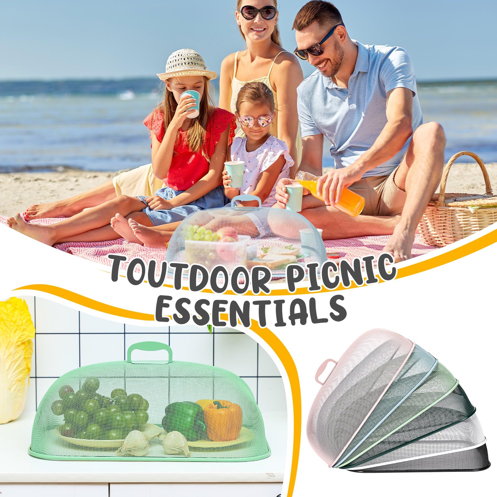 Baderke 4 Pcs Metal Mesh Food Covers For Outdoors 14'' 12'' 11'' 10'' Mesh Food Tents Outdoor