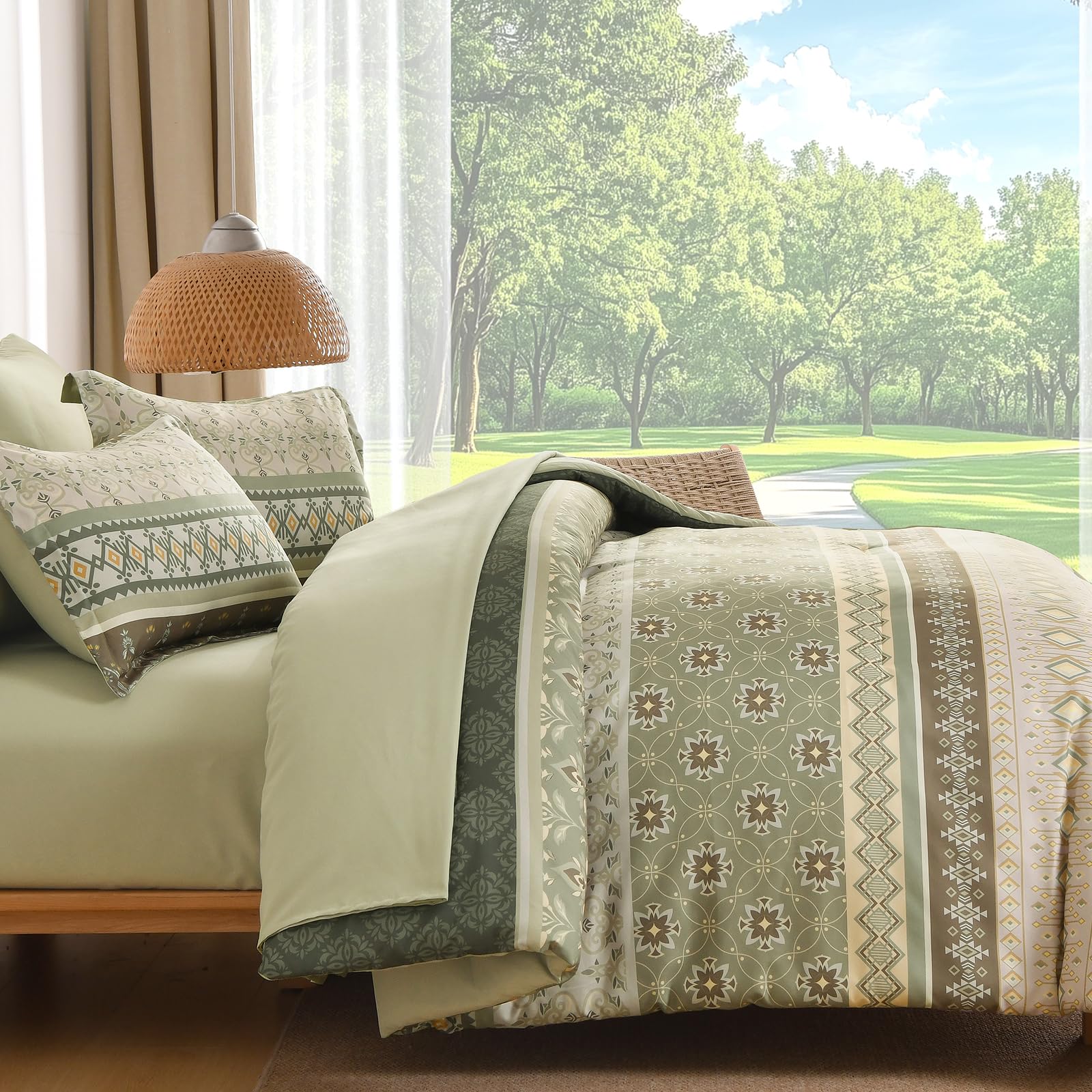WONGS BEDDING 7-teiliges Tröster-Set mit Blumenmuster in einer Tasche-YS01AB091798Q7U-A