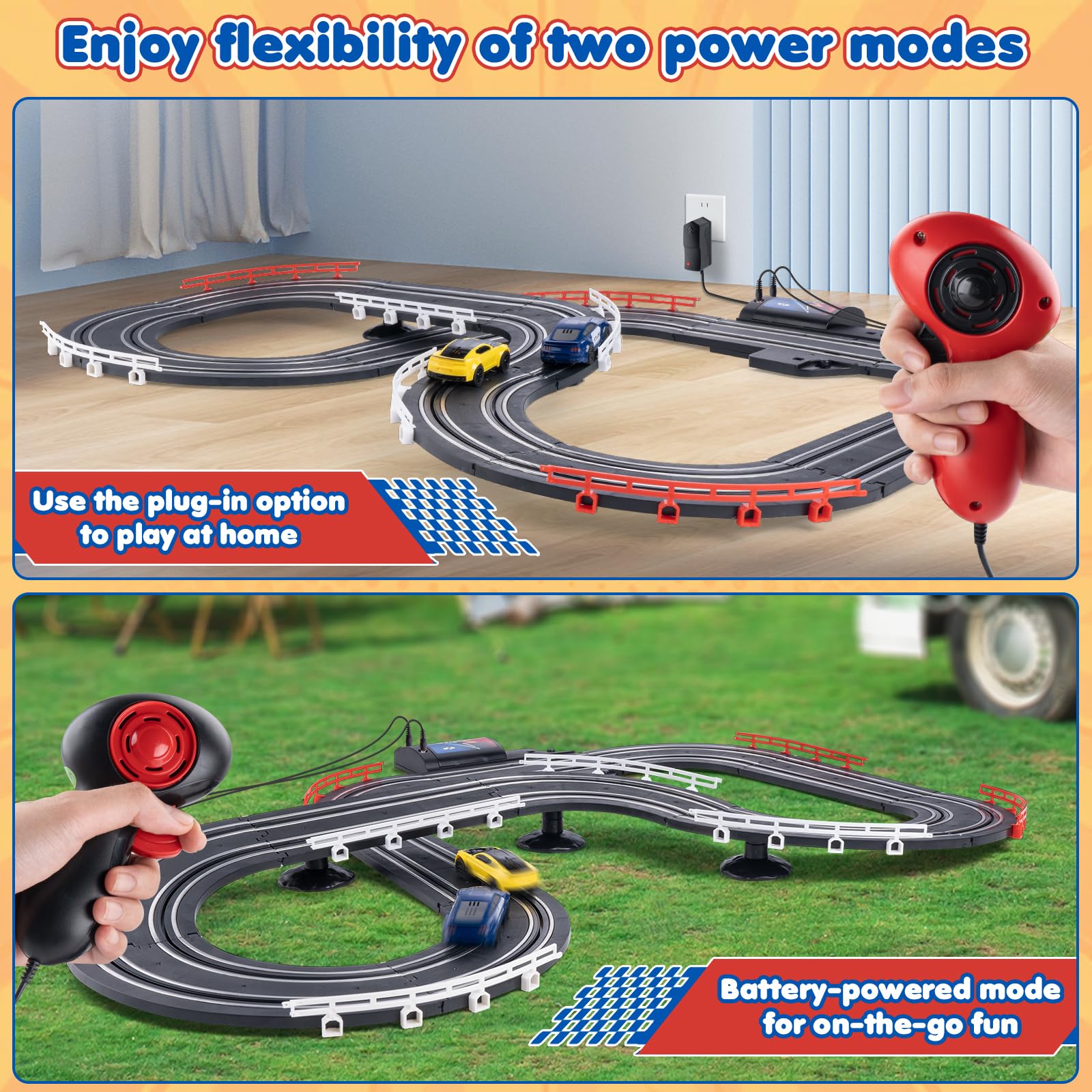 Electric Slot Car Race Track Set – Dual Racing Car Set For Kids (Ages 4-16) – Made In USA