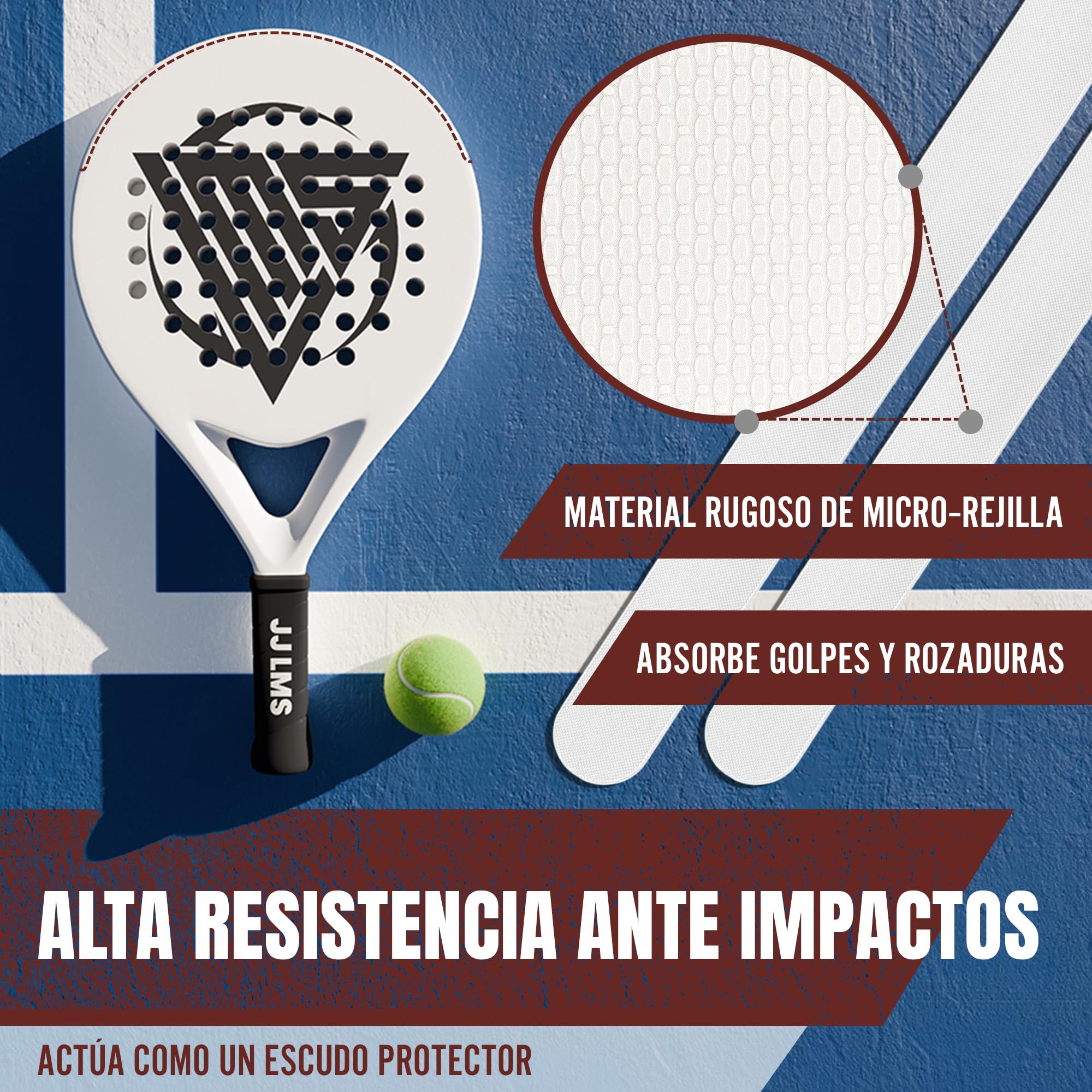 Protecteur pour raquette de padel transparent autocollant 35 x 370 mm