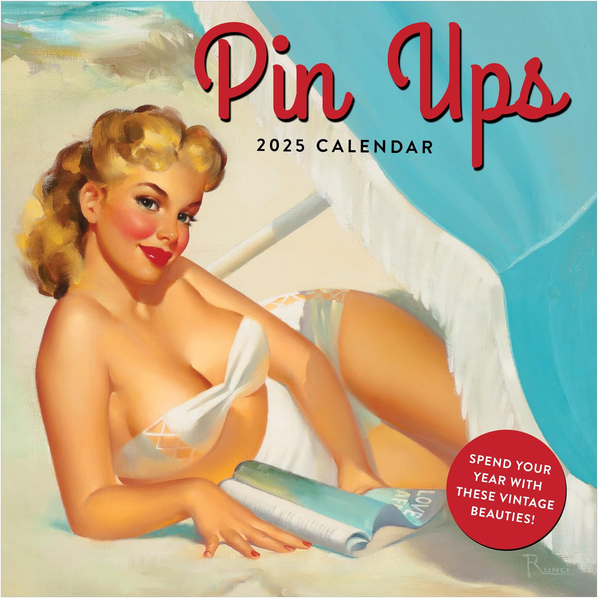 TF Publishing2025 PinUps Wall Calendar - Large Grids for Appointments and Scheduling - Vertical Monthly Wall Calendar 2025 - Home and Office Organization - Premium Matte Paper - 12"x12”