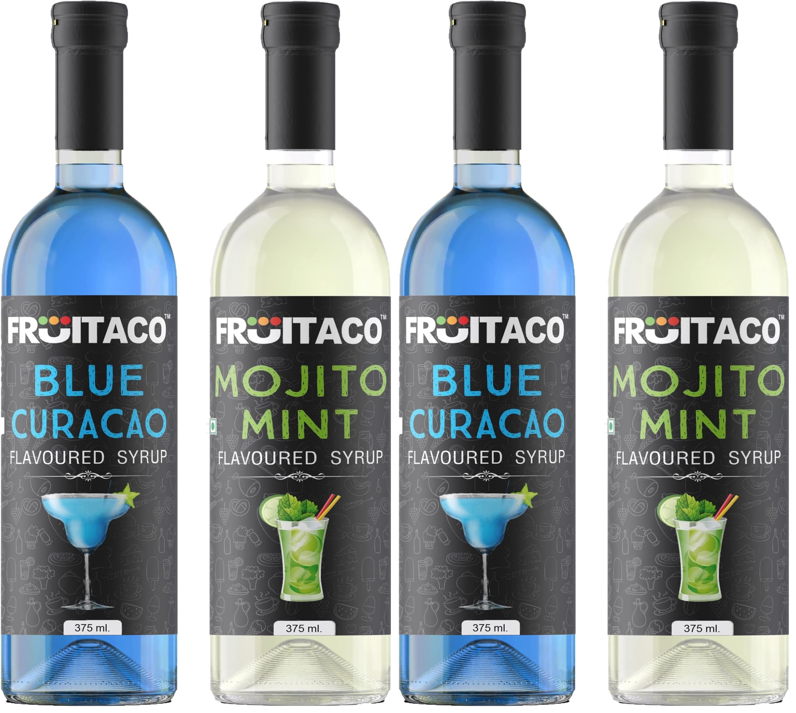 Fruitaco Blue Curacao Syrup and Mojito Mint Combo 375 ml each (Pack of 2)-image-14