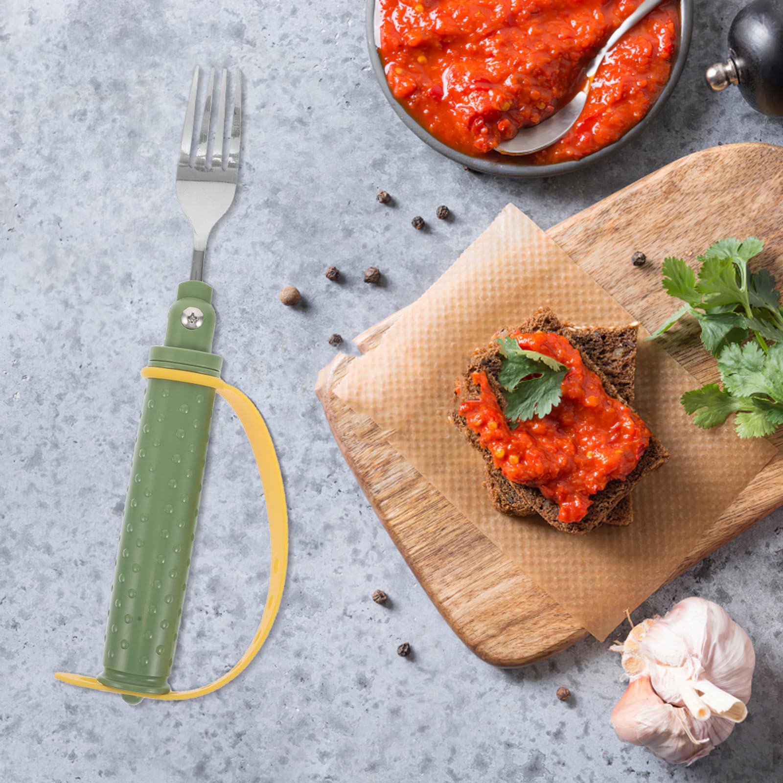 Cubiertos Adaptativos de Acero Inoxidable Mango Ergonómico, Tenedor y Cuchara Ajustables en Ángulo para Personas Mayores y Discapacitadas, Utensilios Antitemblor para Asistencia