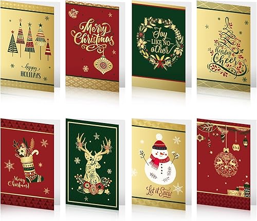 Containlol Juego de 24 tarjetas de Navidad con sobres, tarjetas navideñas surtidas con 24 sobres para felicitaciones de vacaciones de invierno, disponible en Yaxa Costa Rica