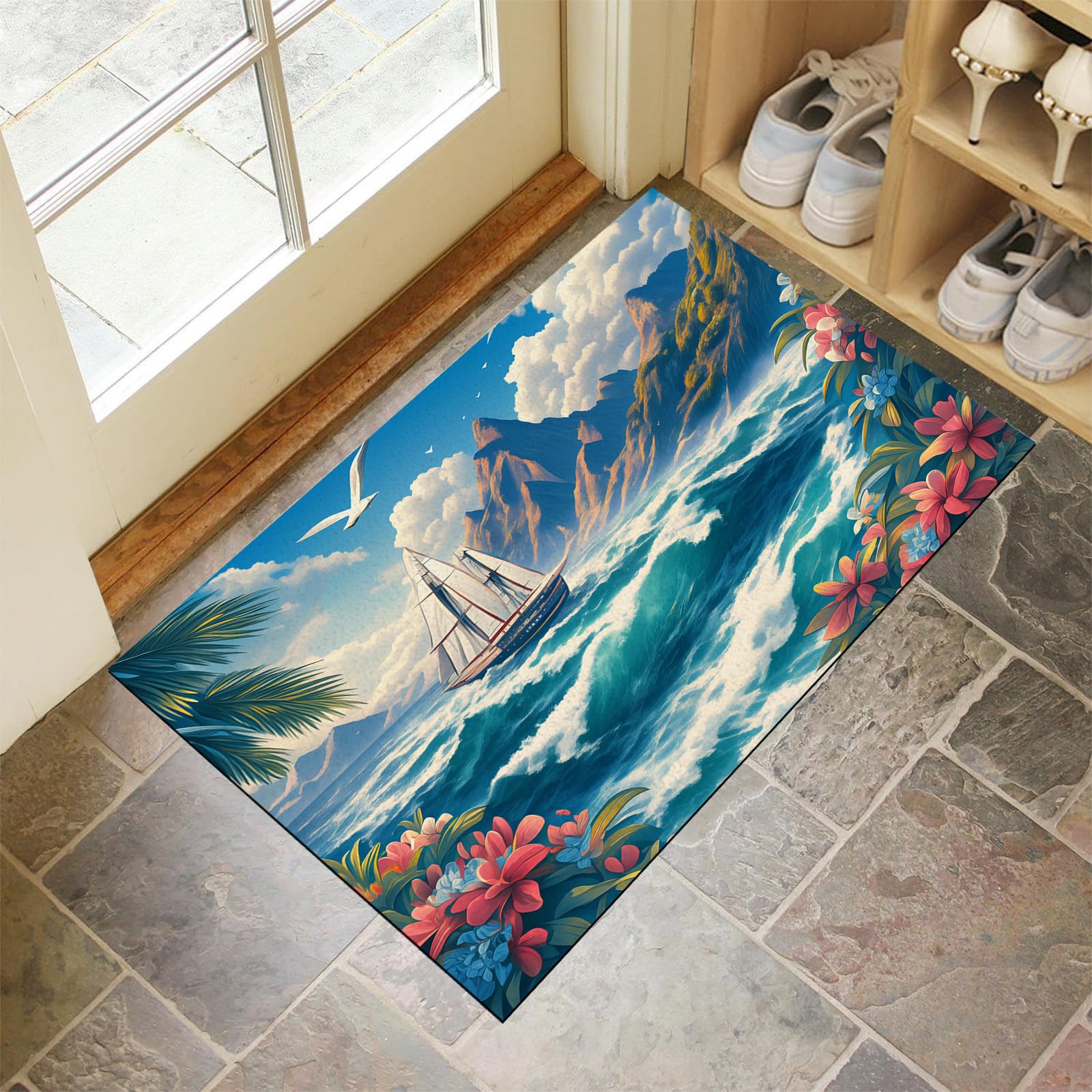 Paillasson d'entrée antidérapant 60x90 tapis de sol couloir