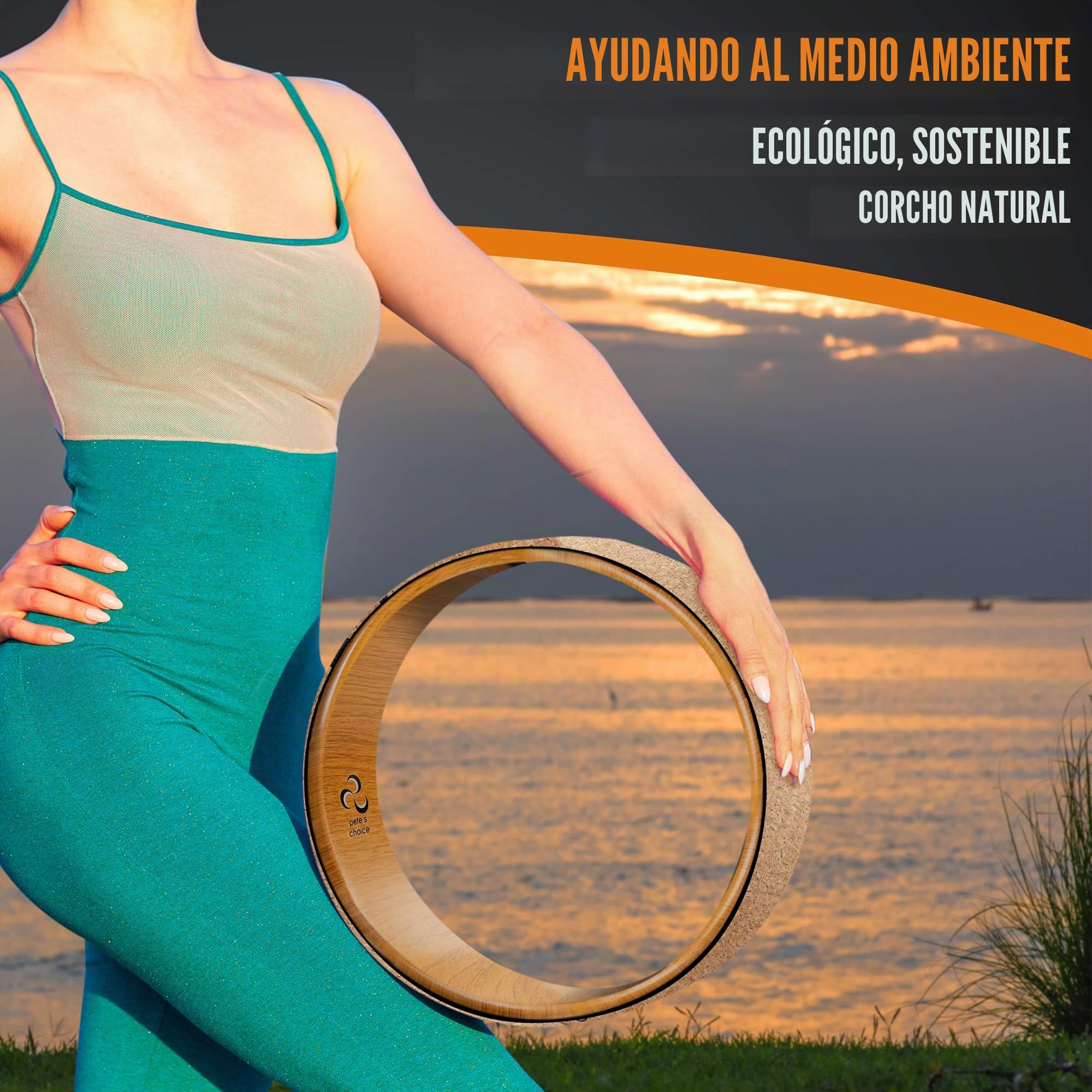 Set de Rueda de Yoga de Corcho – 2 Bloques Firmes, Correa y eBook | Rodillo Dorsal de Corcho Natural – Ecológico y Sostenible – Mejor Soporte para Estiramientos más Profundos