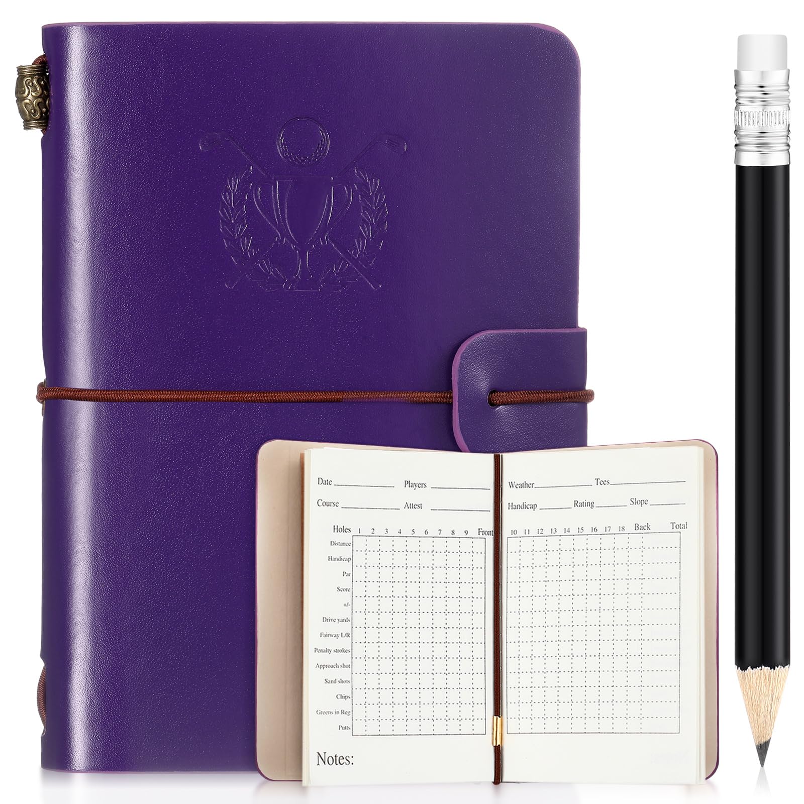 Carnet de score de golf violet en cuir accessoires de sport extérieurs