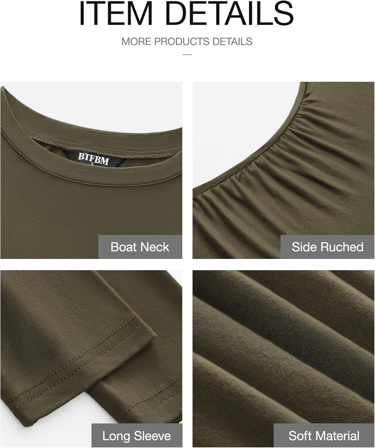 BTFBM Womens Spring Fashion 2026 Long Sleeve Boat Neck Mini Dress Slim Fit Party Club Short Tight Basic Bodycon Dresses - Image 6