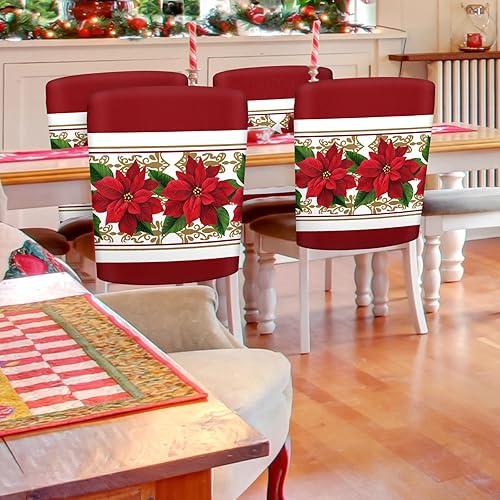 Vista 35 de 6 fundas para respaldo de silla de Navidad, fundas para sillas de Navidad, para comedor, cocina, hotel, boda, ceremonia, decoración de fiesta