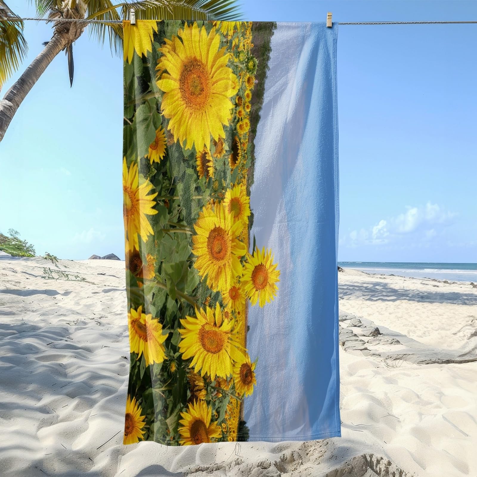Siebe Toallas De Playa Amarillo Azul Microfibra,Secado Rápido, Suave,Ligera, Sin Arena Toalla De Playa para Viajes,Playa
