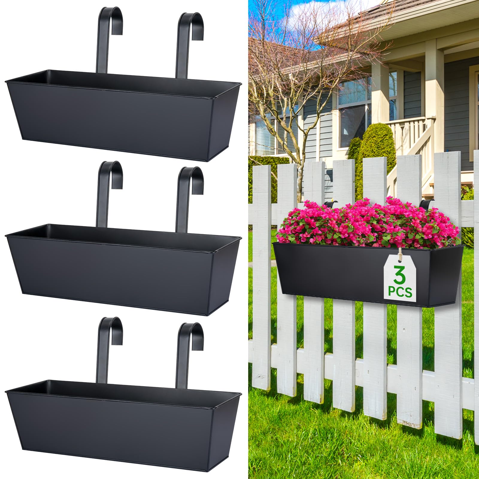 OGIMA 16-Inch Railing Planter Box 3 Pack