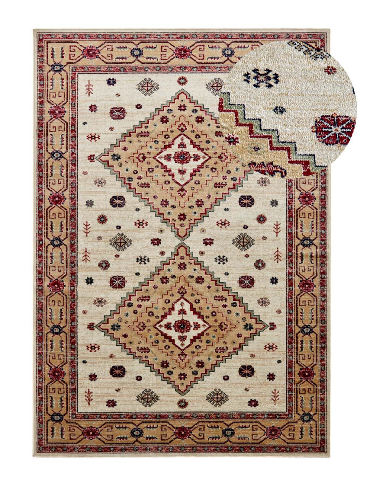 Taracarpet Moderner Kurzflor Orientteppich Royal Premium Teppich Viskose mit zeitlosem Muster ideal für Wohnzimmer, Schlafzimmer und Esszimmer beige 140x200 cm