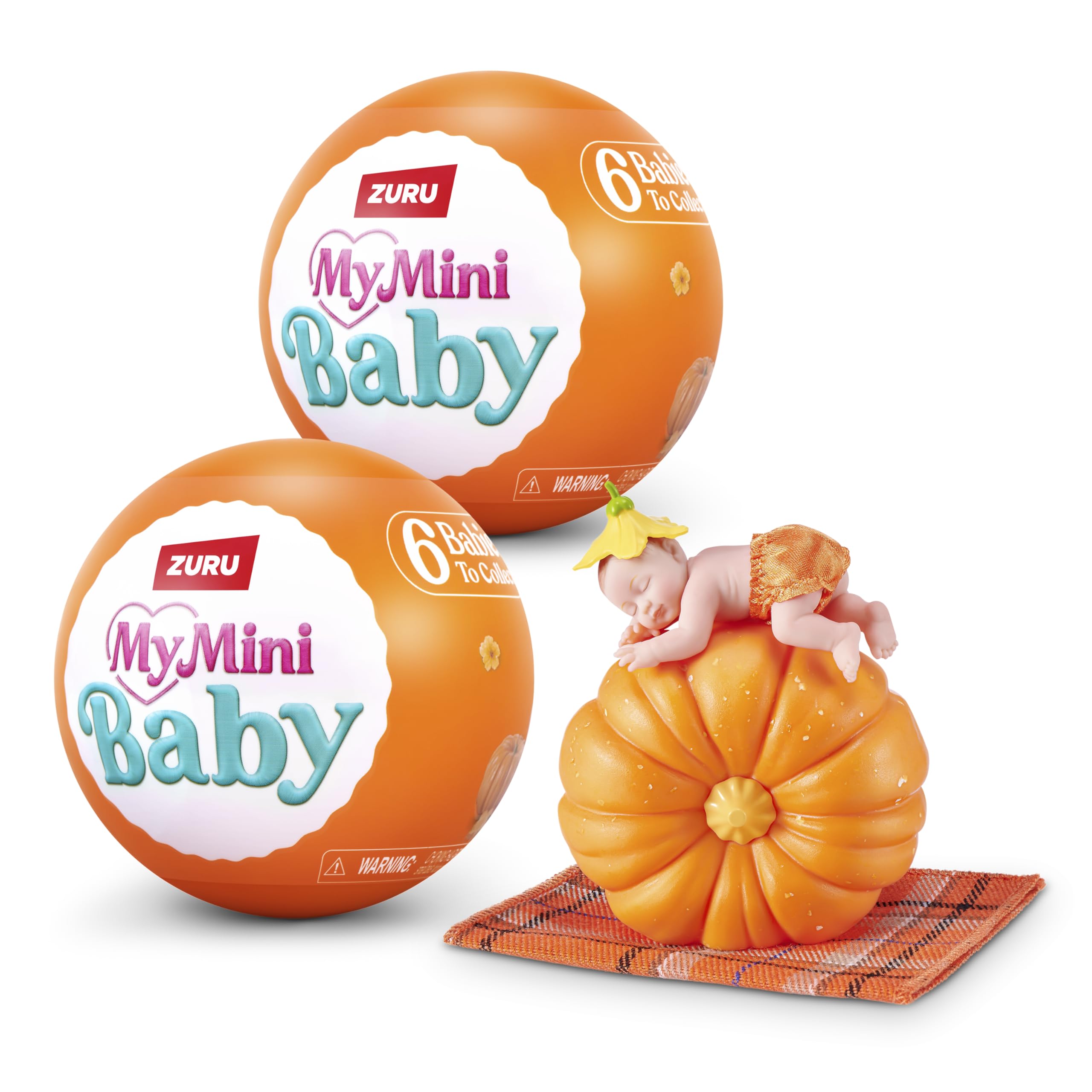 My Mini Baby Pumpkin Patch Series 1 (2 PACK) by ZURU – Collectible Mystery Capsule Baby Doll with Swaddle & Themed Accessory, Miniature Toy for Girls & Collectors.