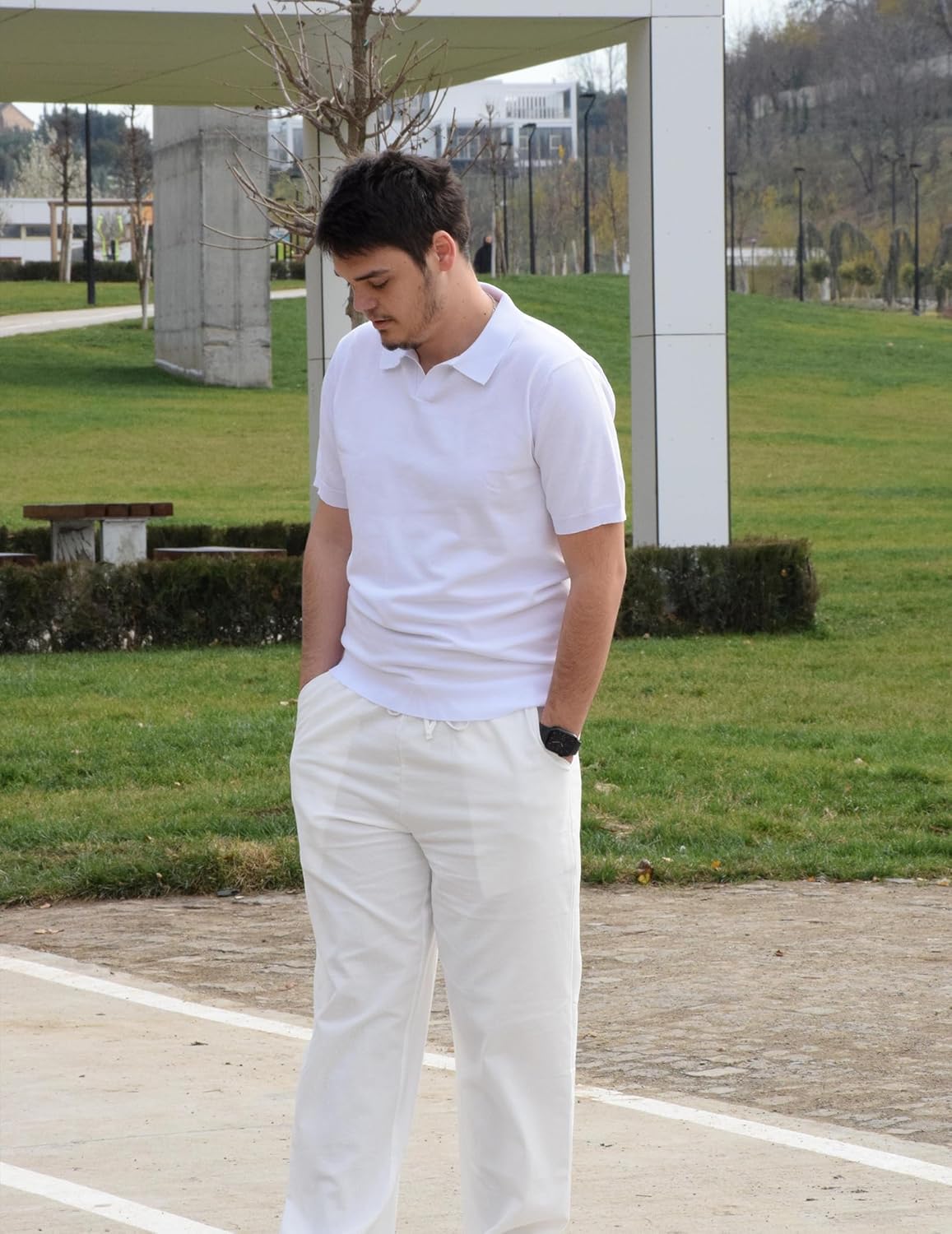 COOFANDY Men's V Neck Short Sleeve Stretch Knit Polo Shirt - Image 5