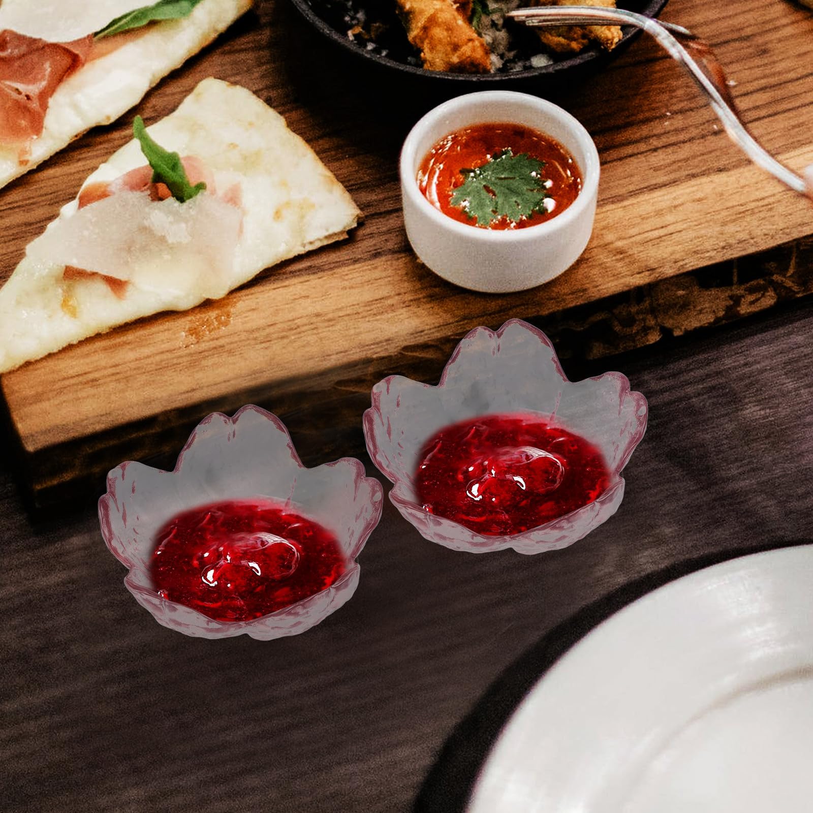 Didiseaon Kleine Dipschalen Stapelbar und Kompakt aus Glas 10 Stück in Kirschblütenform 90ml Volumen für Zuhause und Restaurant