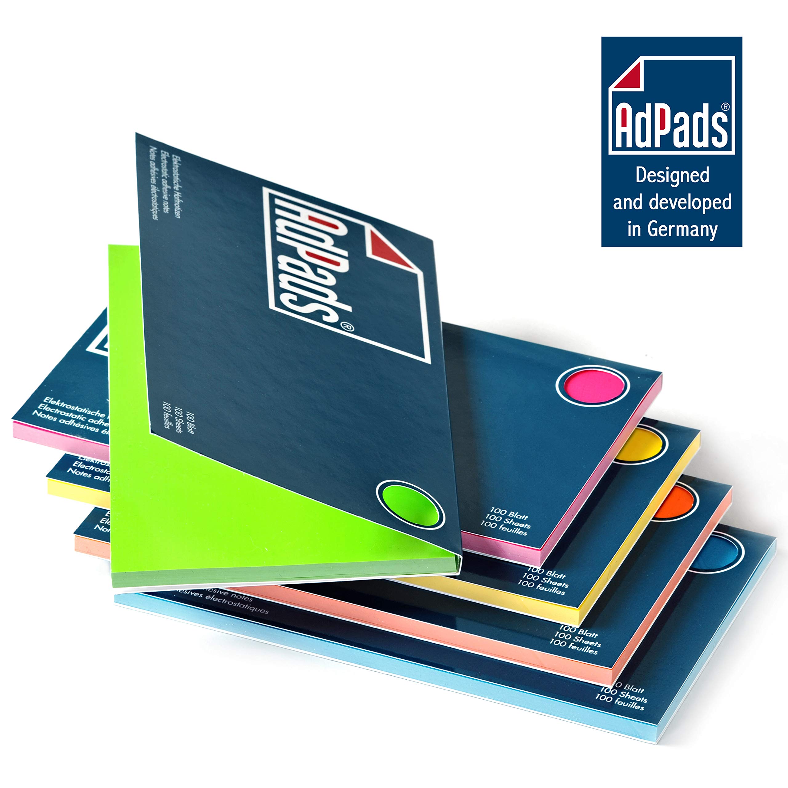 elektrostatisch selbstklebende Moderationskarten | 175 x 100mm, 500 Blatt, Set Bunt | Große Static Sticky Notes | Beweglich und verschiebbar auf jeder Oberfläche