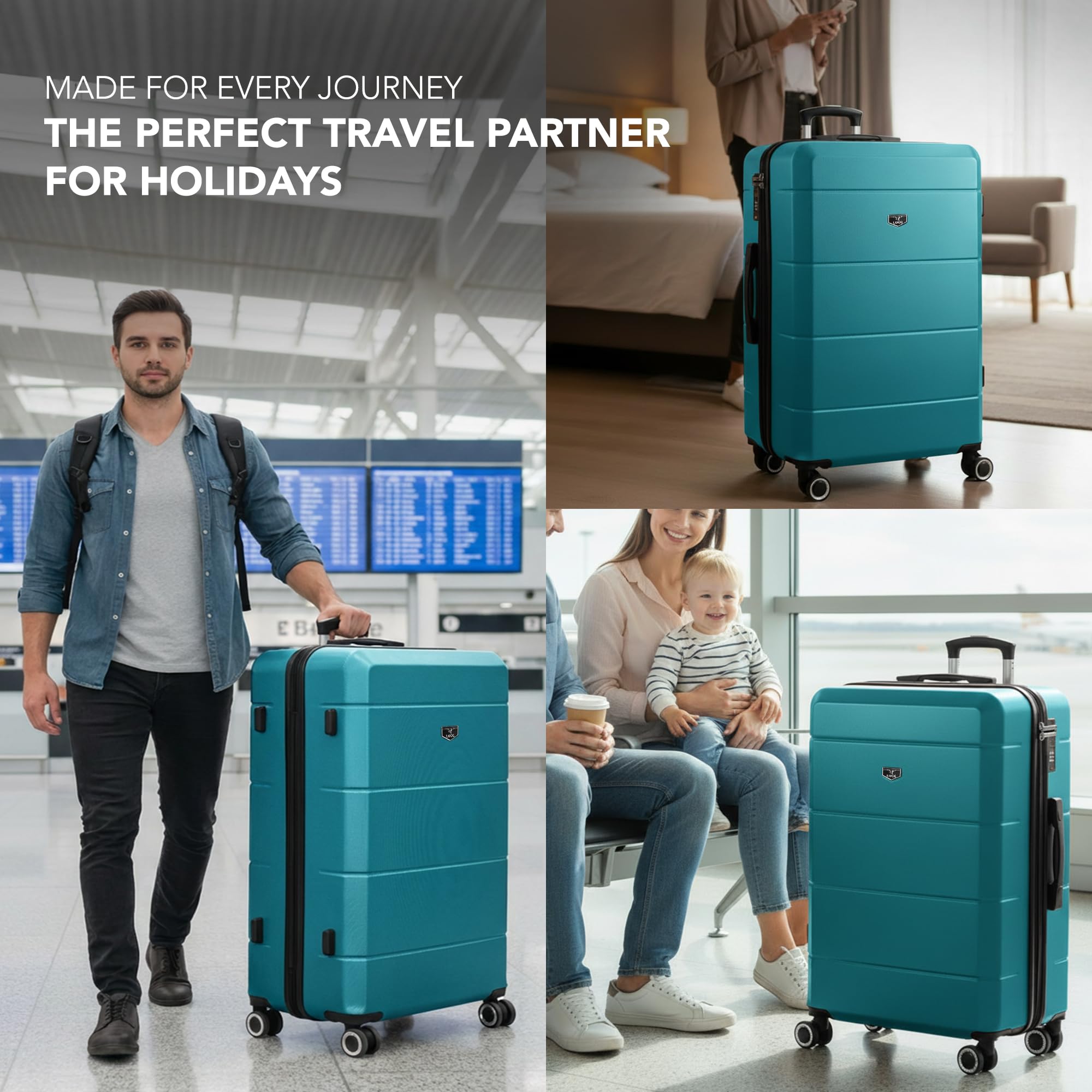 LUGG - Jetset 40cm Suitcase - 40x30x20cm- Ryanair Compatible - Underseat Size - Hard Shell ABS - Spinner & Removable Wheels - Lightweight Travel Luggage- Cream/Brown — view 179