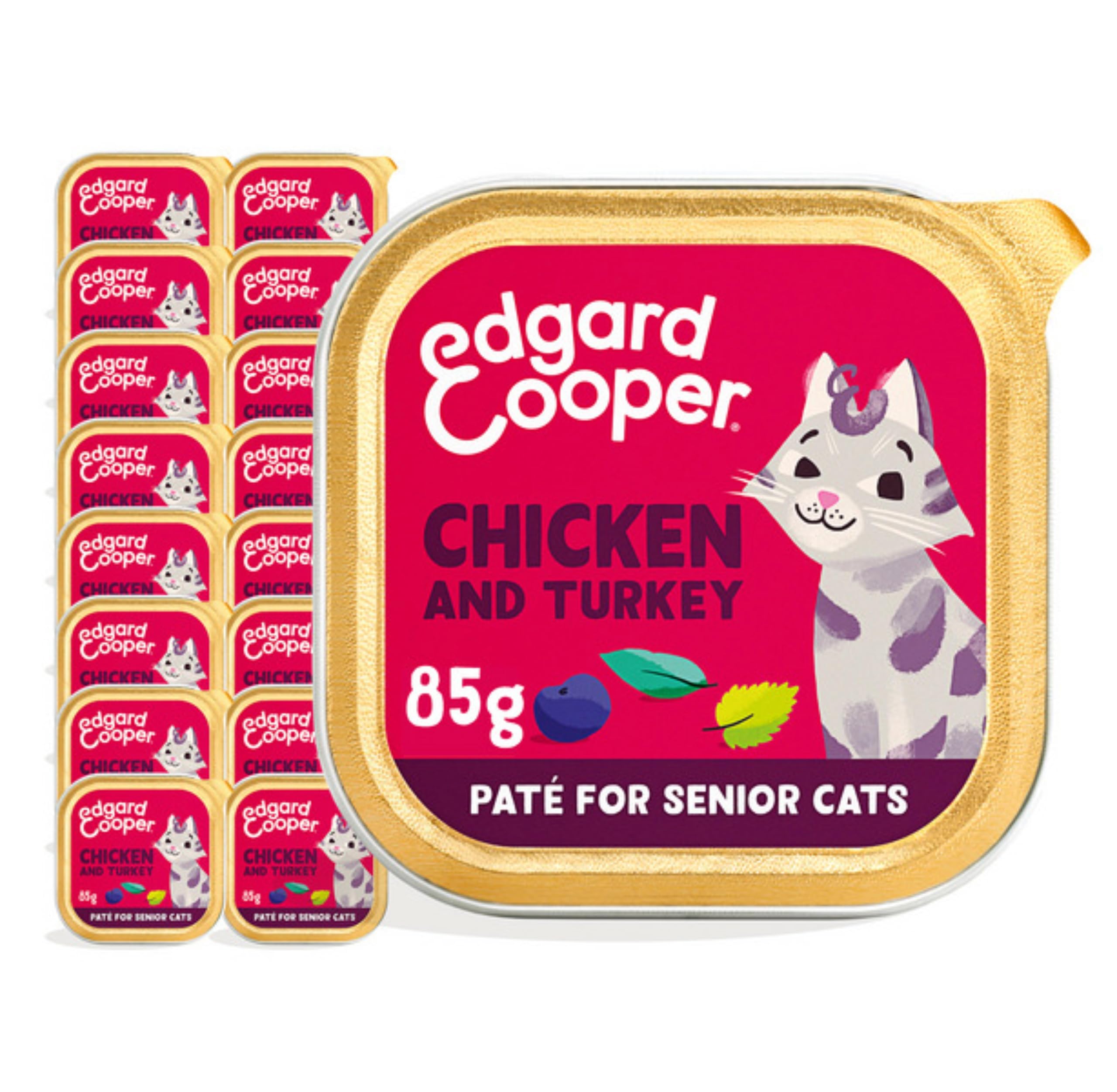 Edgard & Cooper Organic Grain Free Wet Cat Food Pate (Organic Chicken&Turkey 16 x 85g Cups), Natural Cat Food for Sterilized Adult Cats with High Protein, No Added Sugar