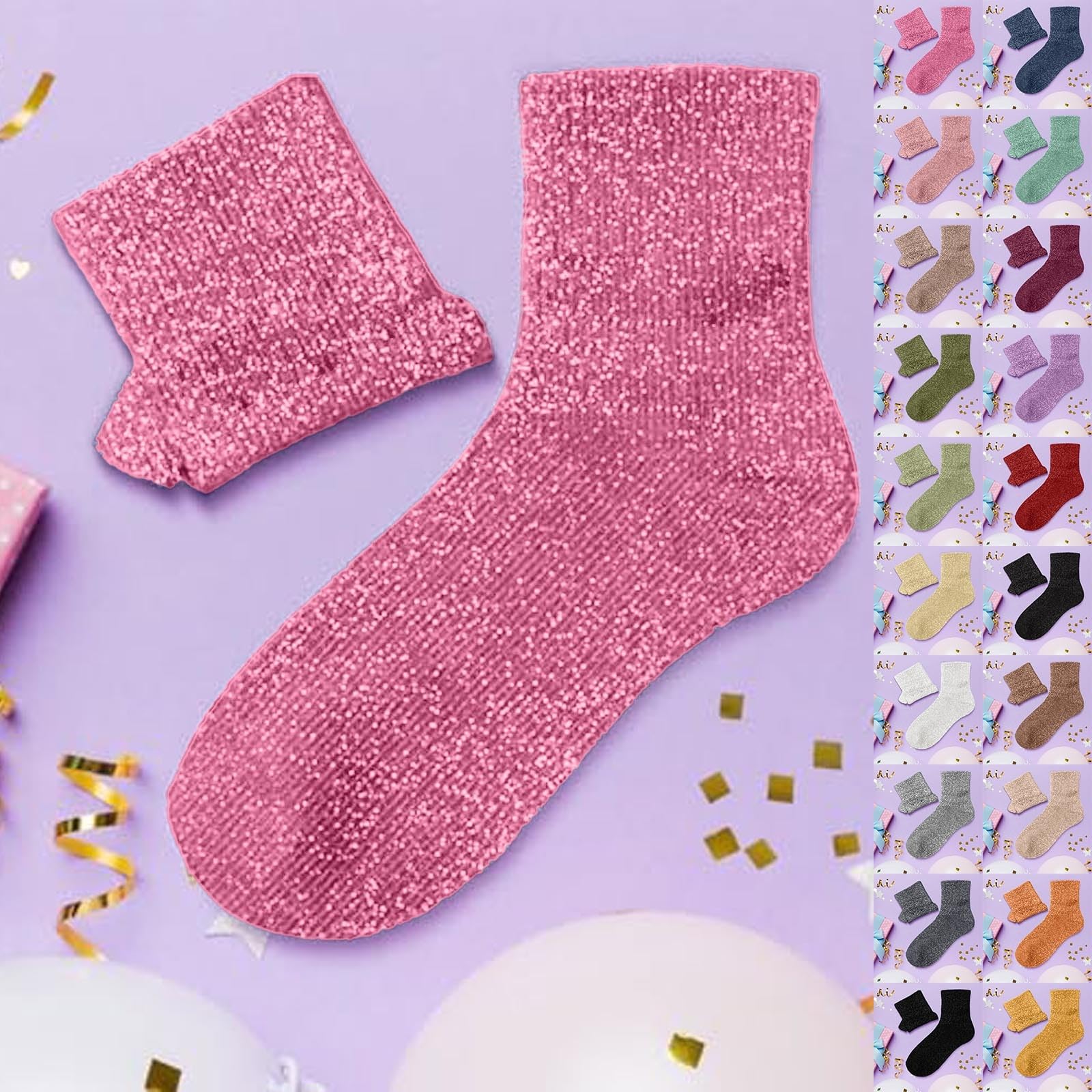 4 pares de calcetines de lentejuelas para mujer, antideslizante, algodón, transpirable y antisudor, calcetines de deporte, cálidos térmicos, antibombilla, para tenis correr, senderismo, deporte