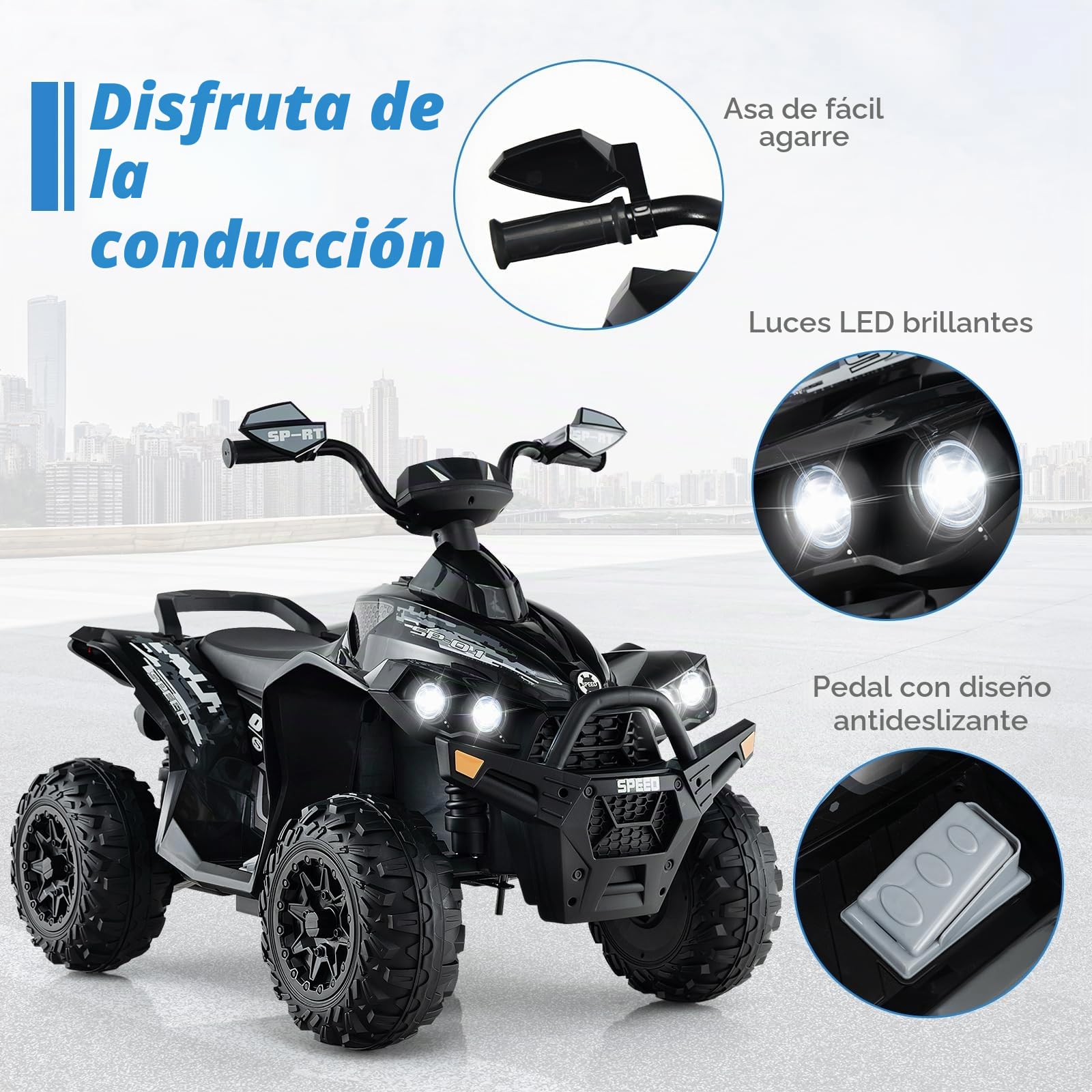 RELAX4LIFE Quad Eléctrico para Niños 3-8 Años 12V, Negro