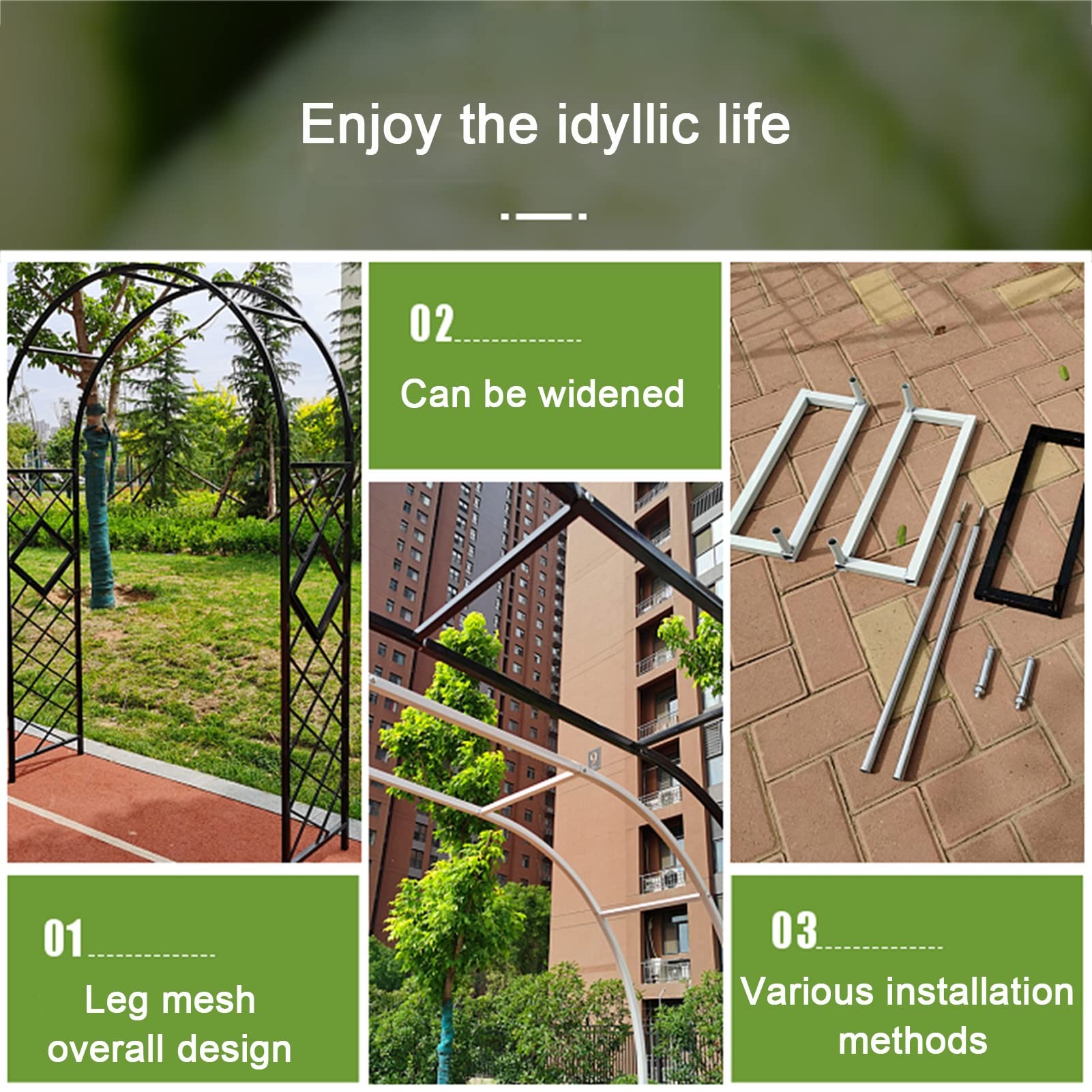 SDdPulse Arco da giardino in ferro battuto, per piante rampicanti, arco decorativo per giardino esterno, pergolato, per varie piante, viti, giardino, prato, facile da installare (bronzo, 260 cm)