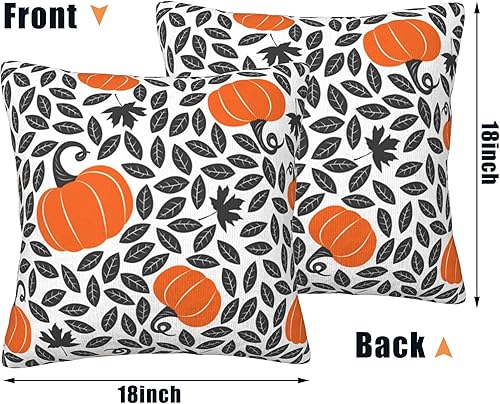 Miniatura 2 de Paquete de 2 fundas de almohada de calabazas otoñales de 18 x 18 pulgadas, suministros para fiestas temáticas de Halloween, fundas de almohada de