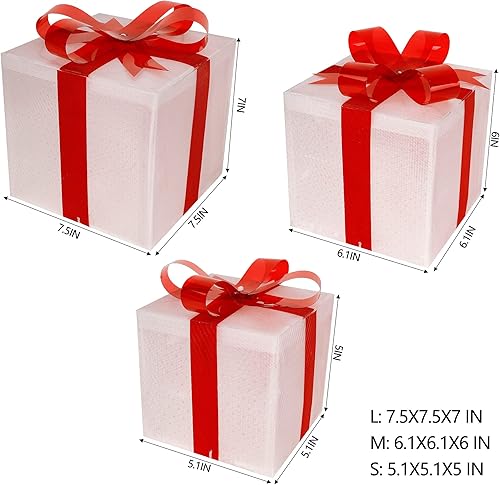 Miniatura 2 de Juegoal Cajas de regalo de PVC iluminadas de Navidad, decoración de falda de árbol de Navidad preiluminada, adorno de falda de árbol de Navidad,