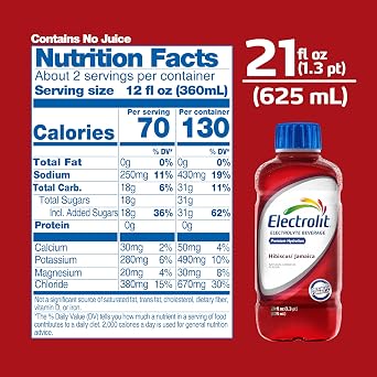Electrolit Hydration Electrolyte Drinks, Sports Beverages with Electrolytes, Magnesium, Calcium & Potassium, Recovery Drink for Post Workout, 12 Pack (Hibiscus/Jamaica)
