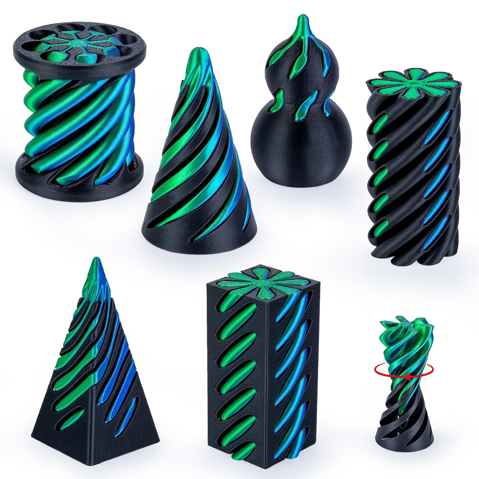 6 Pack Spiral Cone 3D Printed Fidget Toy Set, Impossible Pyramid Passthrough Toys for Stress Relief, Rainbow Spiral Fidgets Toys, Colorful Desk Decor Relaxing for Adults Teens Kids