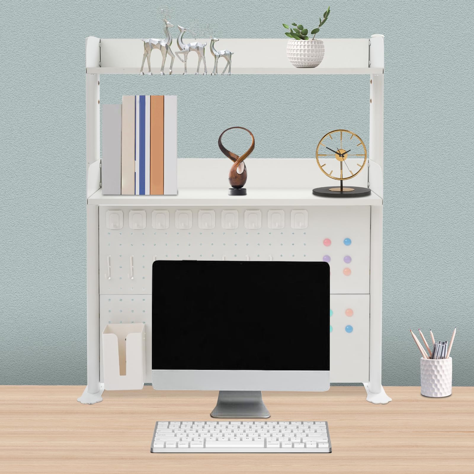 Étagère d'organisation de bureau blanche multi-usages en panneaux enfichables Étagère à livres de bureau à pince multi-usages Étagère d'organisation 80 x 12,5 x 95 cm pour le lieu de travail