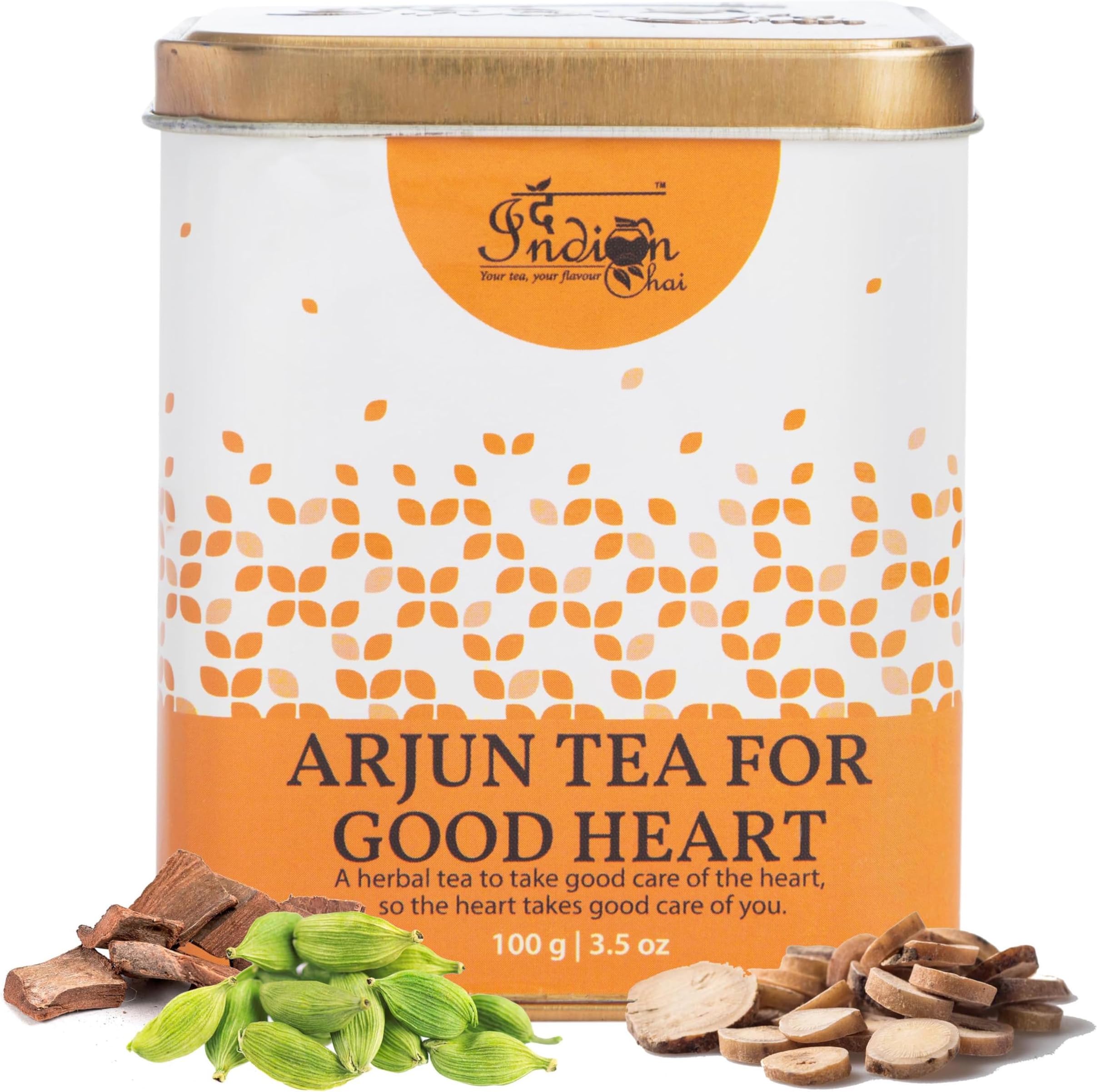 The Indian Chai - Arjun Tea for Good Heart 200g | Herbal Blend with Arjuna Bark, Ashwagandha, Brahmi & Shankhpushpi | Supports Cardiac Wellness, Calm & Daily Vitality