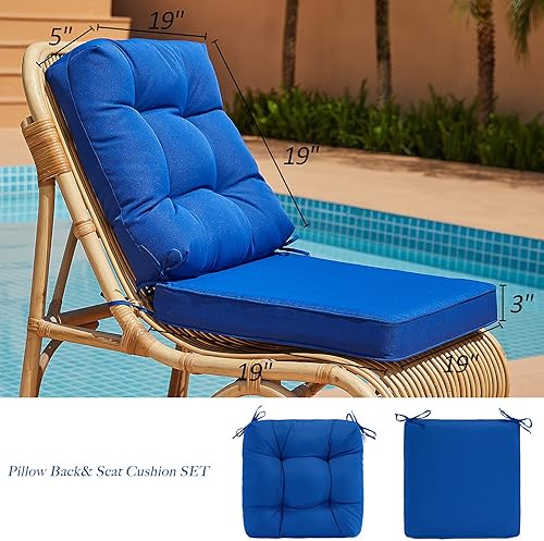 Miniatura 3 de JMGBird Juego de cojín para asiento y respaldo para silla de exterior, juego de cojines de asiento profundo de 22 x 22 pulgadas, cojín de exterior