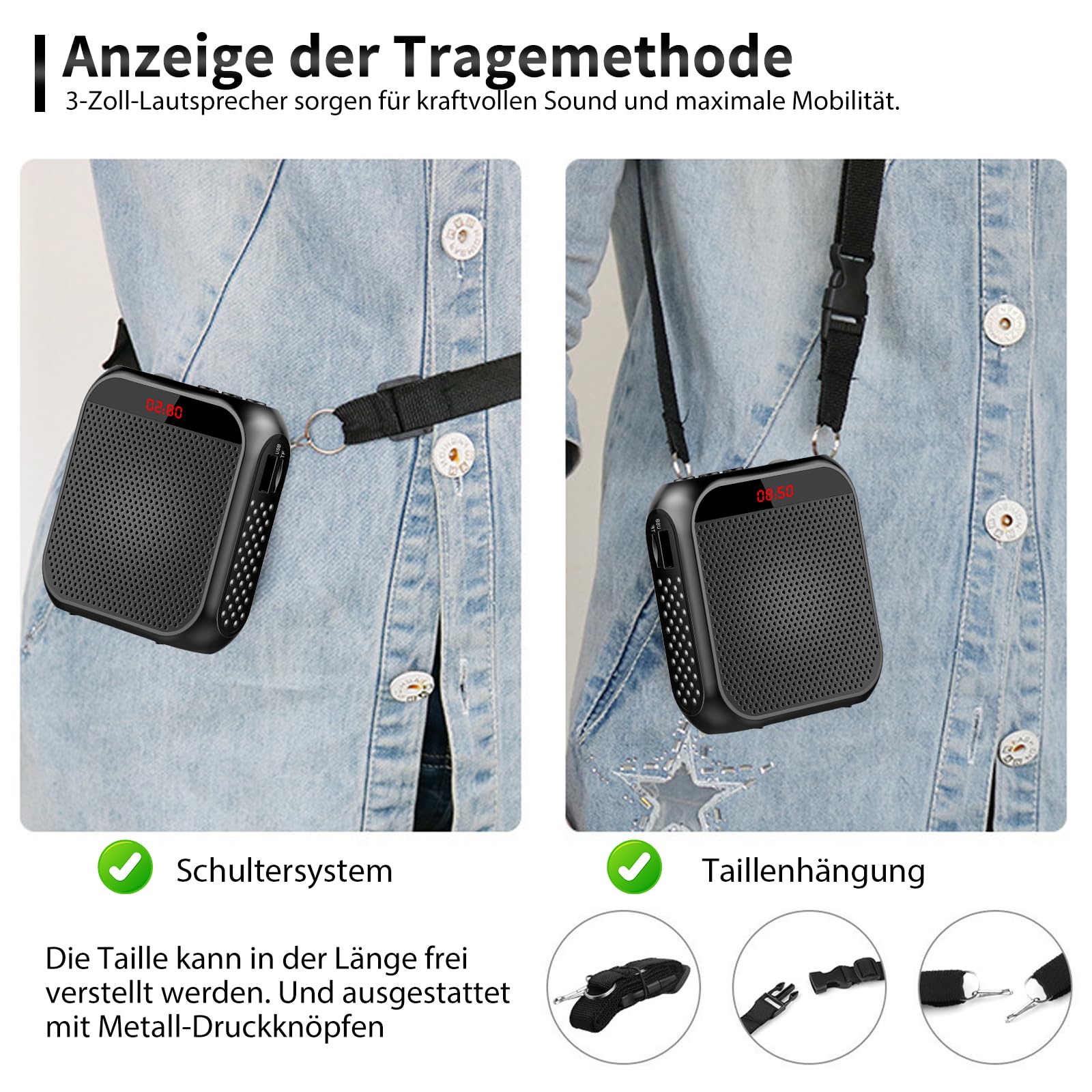 Amplificatore Vocale Portatile Con Microfono - Ricaricabile, 2200mAh, 20h Autonomia, Per Insegnanti, Guide - Foto 6