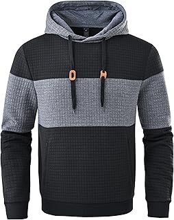 Huayuzh Hoodie Men's Oversize Hoodie for Men Long Sleeve Leisure Jacquard Colour Block Sweatshirt with Zip Pockets