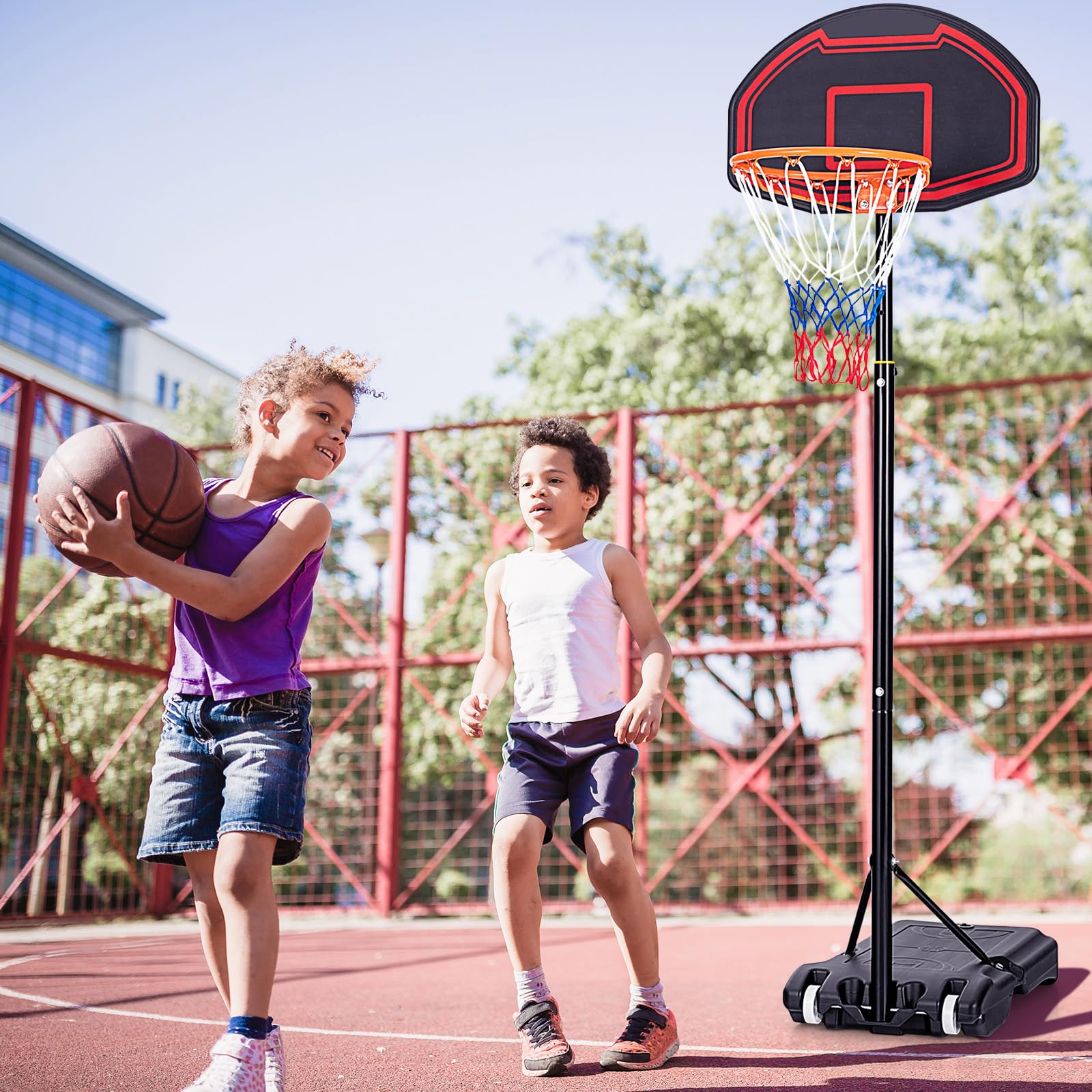 KOMFOTTEU Canestro Basket Esterno HDPE, Altezza Regolabile 5 Livelli