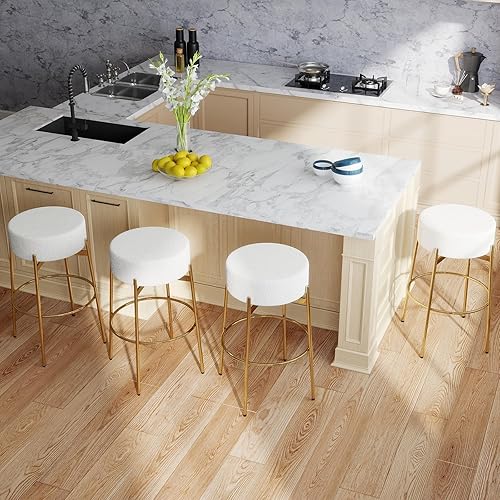 Miniatura 13 de SoarFlash - Juego de 2 taburetes de bar modernos giratorios, taburetes de barra de 24" Sherpa con asiento giratorio de altura de mostrador con